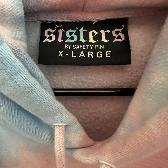 Tie-Dye Sisters Hoodie - Blue and Pink Cotton Candy Design - Picture 4 of 4